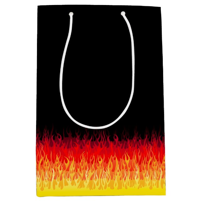 Rotes Frisierte Auto Flammen Mittlere Geschenktüte (Vorderseite)