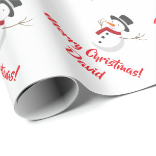 Rotes frohe Weihnacht-Schneemann-Packpapier Geschenkpapier