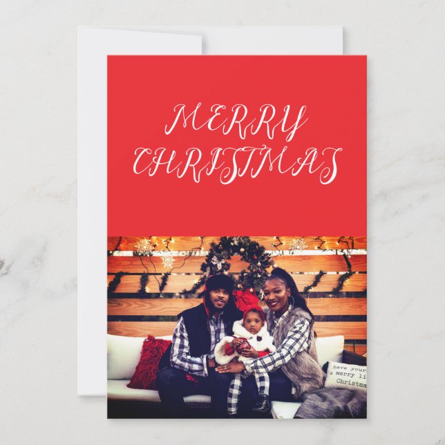 Rotes Frohe Weihnachten Script Moderne Foto  (Vorderseite)