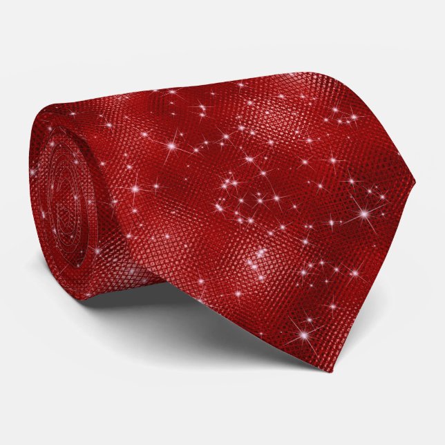 Rotes Funkelglitter  Krawatte (Gerollt)