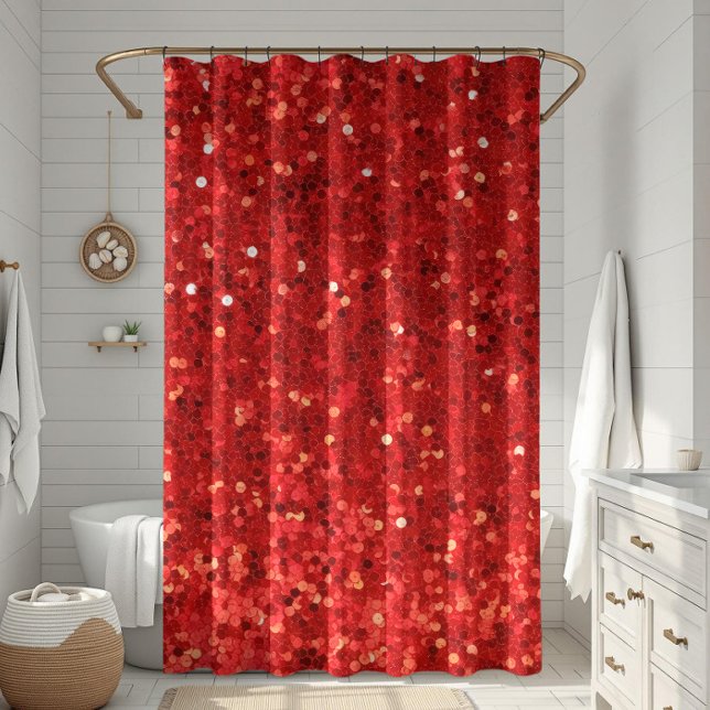 Rotes funkelndes Glittermuster Duschvorhang (Von Creator hochgeladen)