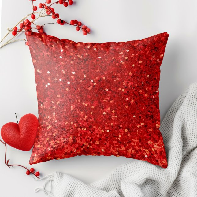 Rotes funkelndes Glittermuster Kissen (Von Creator hochgeladen)