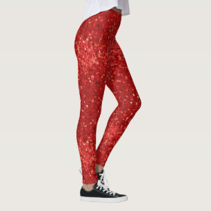 Rotes funkelndes Glittermuster Leggings