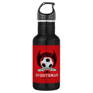 Rotes Fußball-Logo Geschenke für Jungen zum Zurü Edelstahlflasche