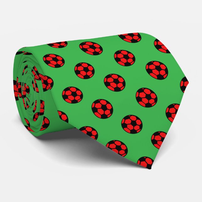 Rotes Fußballmuster Krawatte (Gerollt)