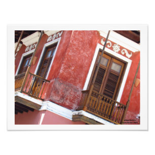 Rotes Gebäude in der Altstadt von San Juan Puerto Fotodruck