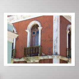 Rotes Gebäude in der Altstadt von San Juan, Puerto Poster