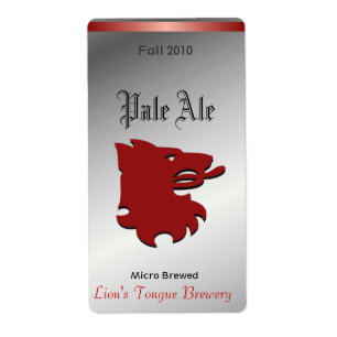 Rotes gebraute Aufkleber Bier des Löwe-Kopfes