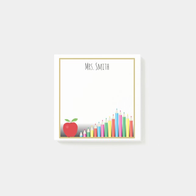 Rotes gefärbtes Apple zeichnet eine Anmerkung vom Post-it Klebezettel (Vorderseite)