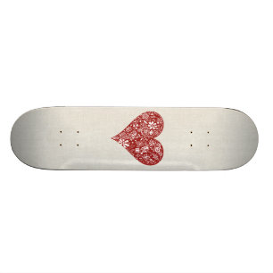 Rotes Gekritzel-Herz Skateboard