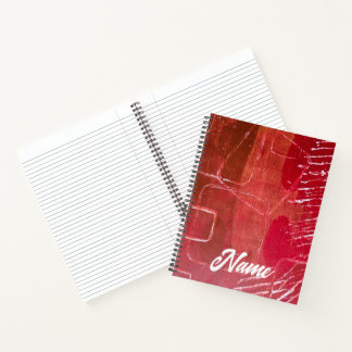 Rotes, Gel-Druck Collage Spiral Notizbuch
