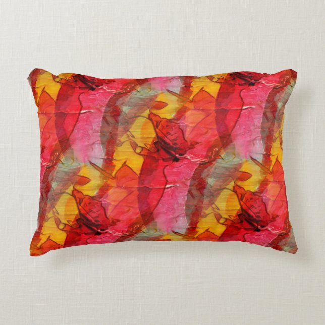 Rotes Gelb der Aquarellkunst Dekokissen (Vorderseite)