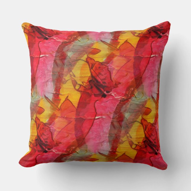 Rotes Gelb der Aquarellkunst Kissen (Vorderseite)