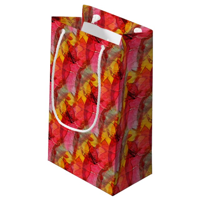 Rotes Gelb der Aquarellkunst Kleine Geschenktüte (Rückseite Schrägansicht)