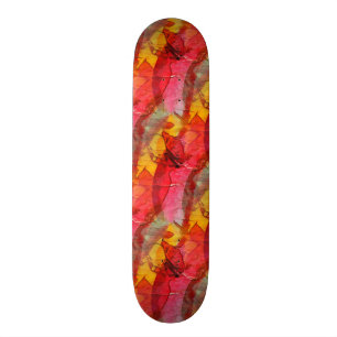 Rotes Gelb der Aquarellkunst Skateboard