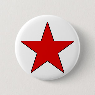 Rotes gelb-orangees Weiß fünf Punkt-SternPentagram Button