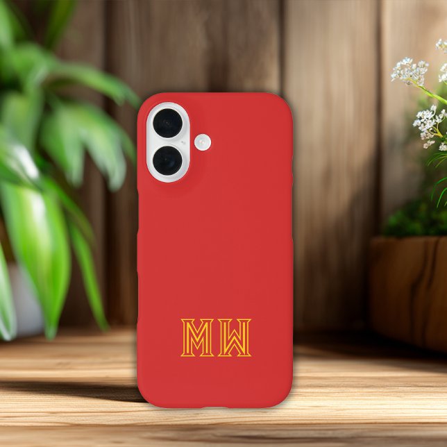 Rotes Gelbes Initialen Monogramm Einfach Minimal  iPhone 16 Hülle (Von Creator hochgeladen)