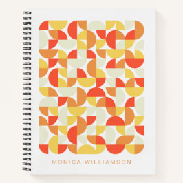 Rotes Gelbes Oranges Geometrisches Personalisierte Notizbuch