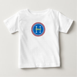 Rotes Gelbes Polka-Dot-Monogramm Baby T-shirt