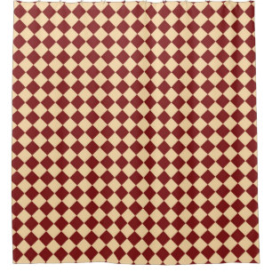 Rotes Gelbes Schachbrett Diamantmuster Duschvorhang