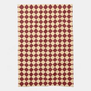 Rotes Gelbes Schachbrett Diamantmuster Geschirrtuch
