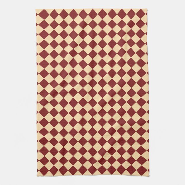 Rotes Gelbes Schachbrett Diamantmuster Geschirrtuch (Vertikal)