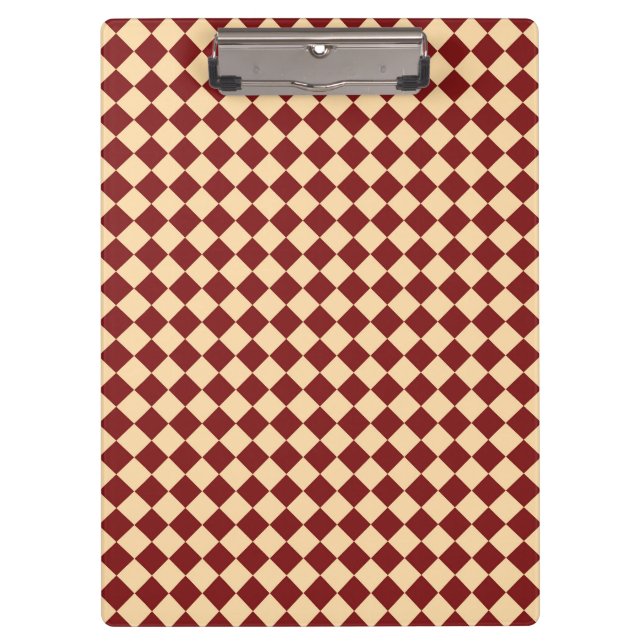 Rotes Gelbes Schachbrett Diamantmuster Klemmbrett (Vorderseite)