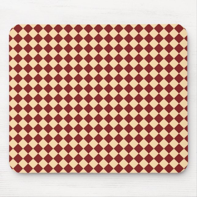 Rotes Gelbes Schachbrett Diamantmuster Mousepad (Vorne)