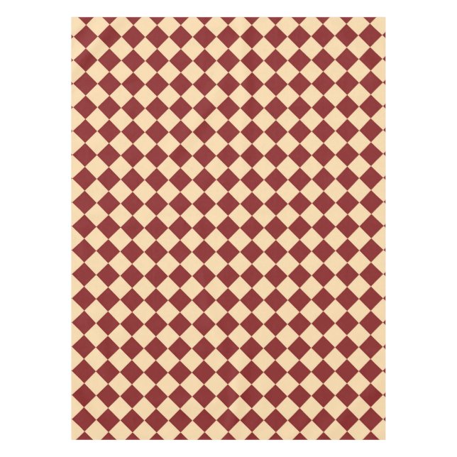 Rotes Gelbes Schachbrett Diamantmuster Tischdecke (Vorderseite)