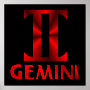 Rotes Gemini Horoskop Symbol Poster