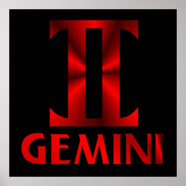 Rotes Gemini Horoskop Symbol Poster (Vorne)