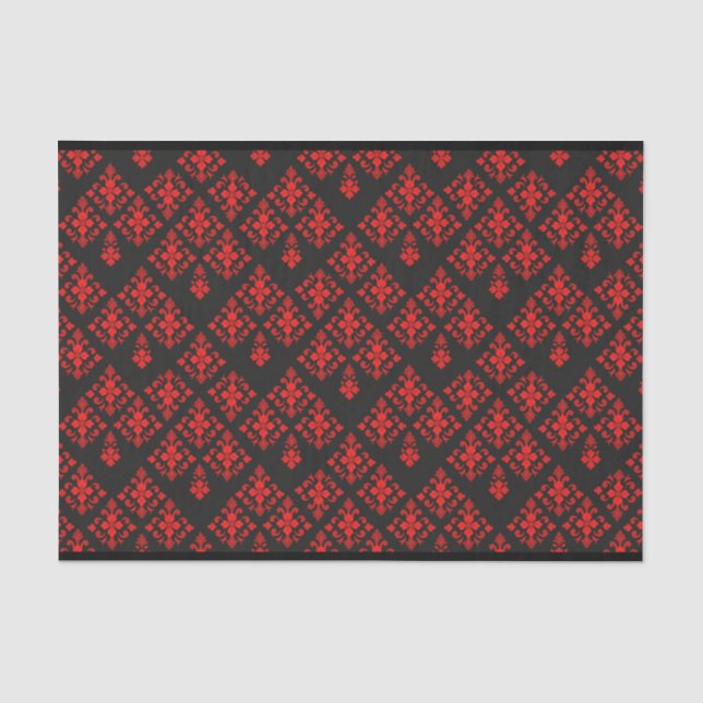 Rotes gemustertes mit Blumenseidenpapier Seidenpapier (Vorderseite)