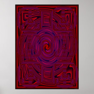 Rotes gemustertes psychedelisches poster