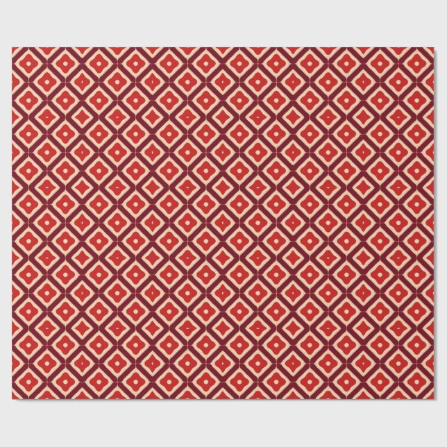 rotes geometrisches abstraktes Design Geschenkpapier (Flach)