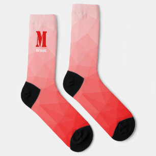 Rotes geometrisches Maschenmuster Monogramm Socken