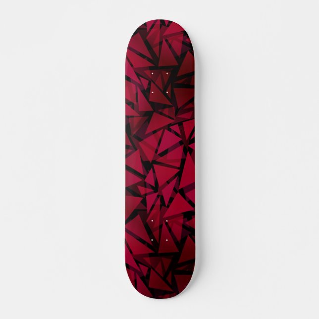 rotes geometrisches, modernes polygonales Muster Skateboard (Vorne)