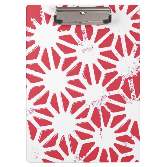 rotes geometrisches Muster Klemmbrett (Vorderseite)