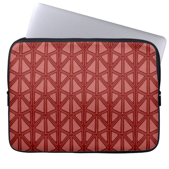rotes geometrisches Muster Laptopschutzhülle (Vorderseite)