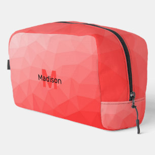 Rotes geometrisches Netz-Muster-Monogramm Waschbeutel