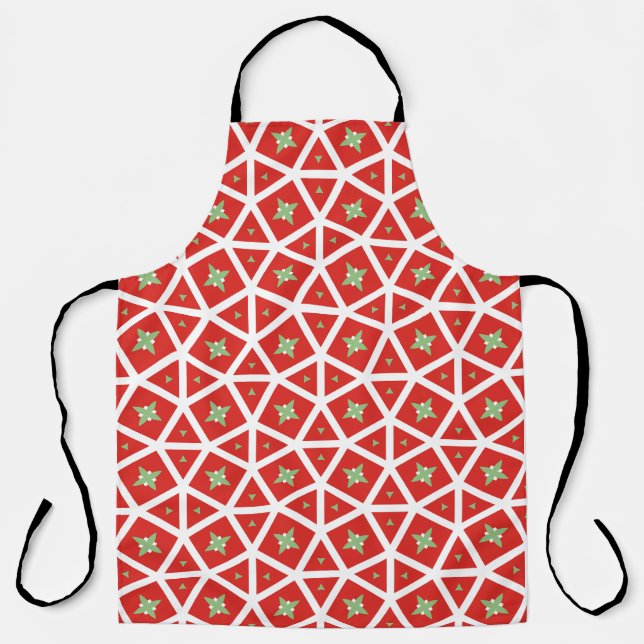 Rotes geometrisches Sternendesign für Feiertage Schürze (Vorderseite)