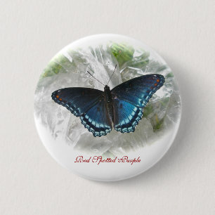 Rotes Gepunktetes Lila Butterfly-Abzeichen Button