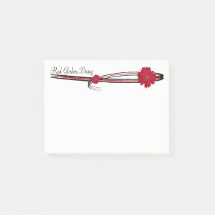 Rotes Gerber Gänseblümchen und mit Filigran Post-it Klebezettel