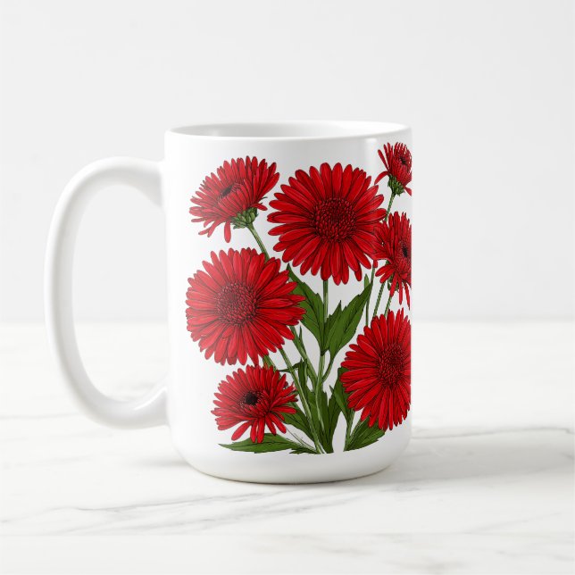 Rotes Gerbera-Daisy-Blumenstrauß Kaffeetasse (Links)