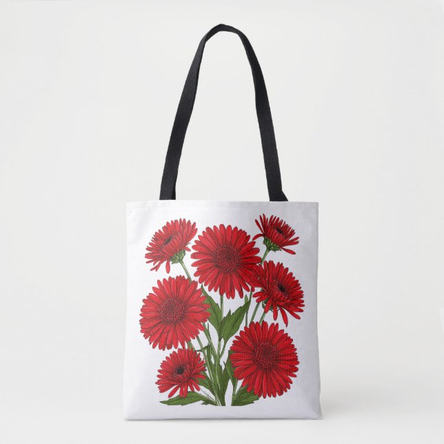 Rotes Gerbera-Daisy-Blumenstrauß Tasche (Vorderseite)