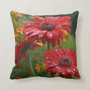 Rotes Gerbera-Gänseblümchen-Kissen Kissen