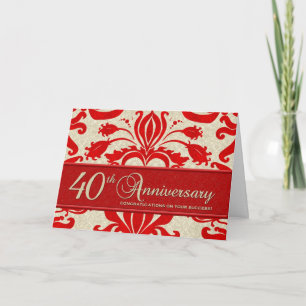 Rotes Geschäftsjubiläum zum 40. Jahrestag Karte