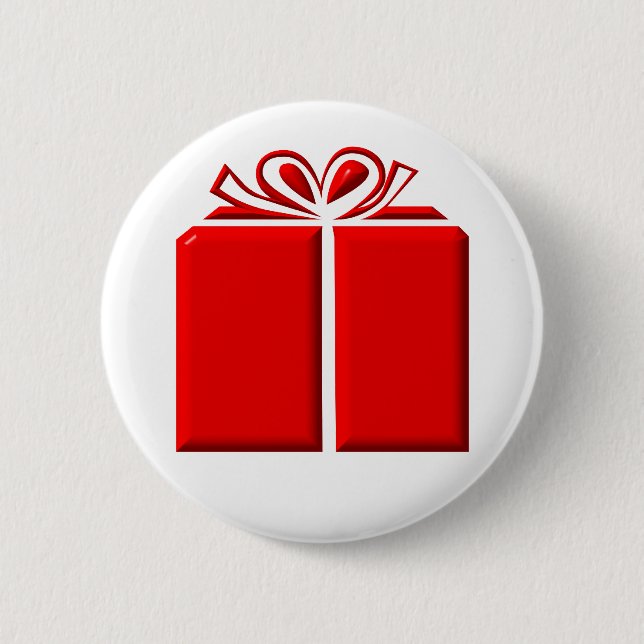 Rotes Geschenk mit Bogen Button (Vorderseite)