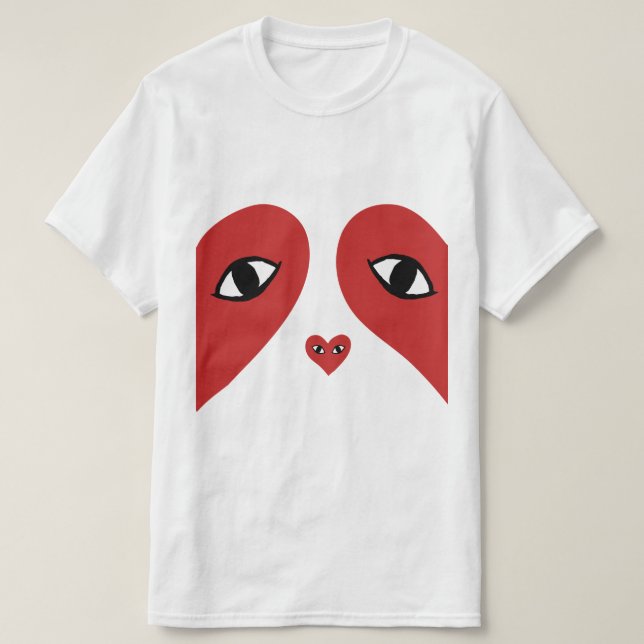 Rotes Gesichts-Liebe-Herz-Augen T-Shirt (Design vorne)