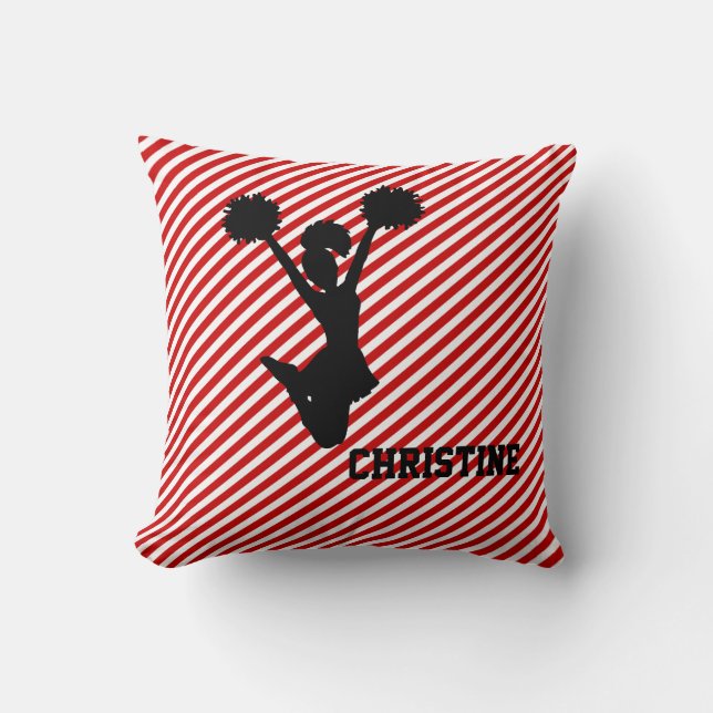 Rotes gestreiftes Cheerleader-Kissen Kissen (Vorderseite)