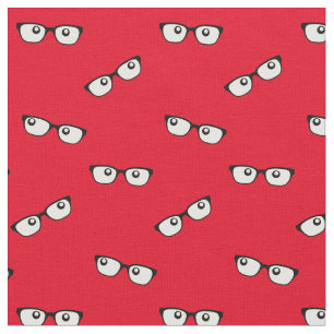 Rotes Gewebe mit Augen und Brillen Print Stoff